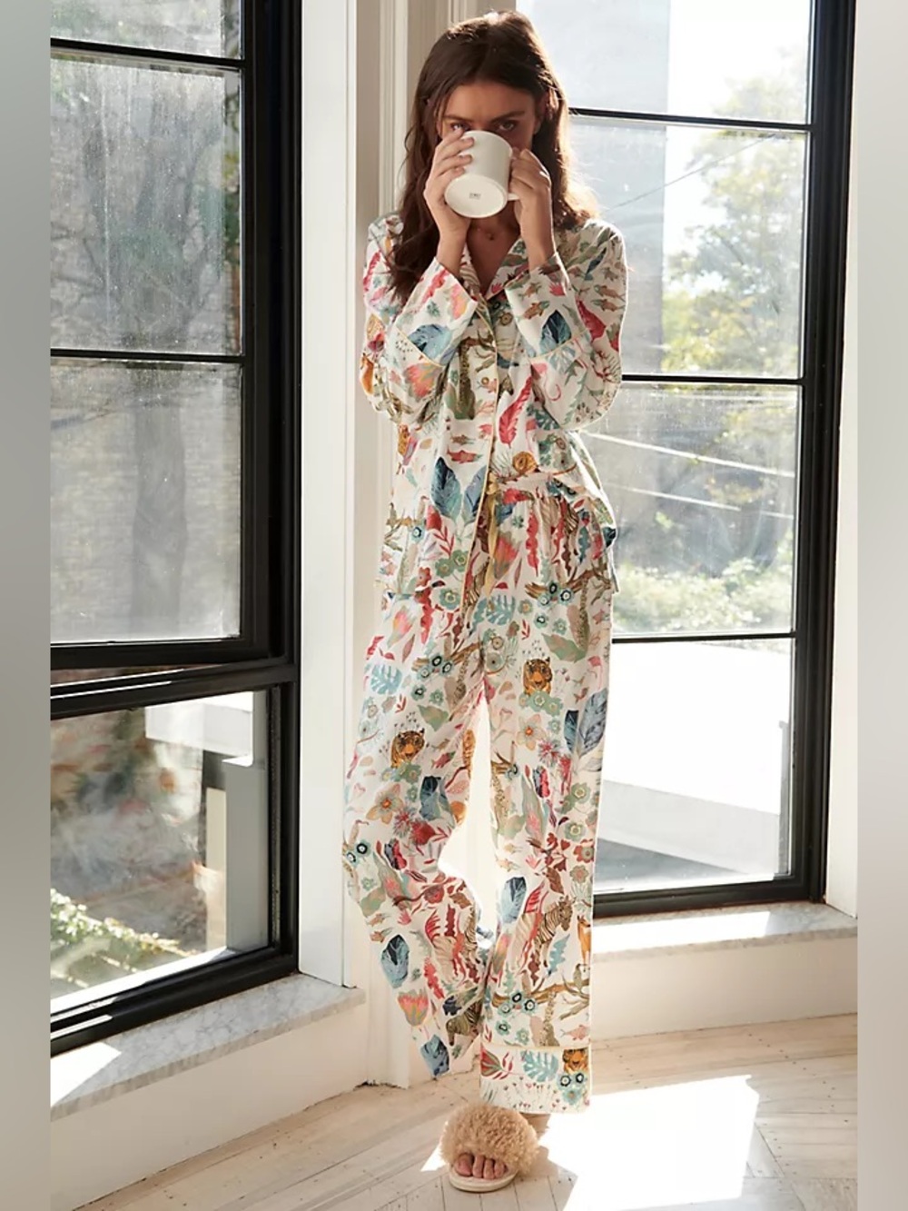 Anthropologie Michelle Morin Animalia Limited Edition Flannel Pajamas Set Sz XS